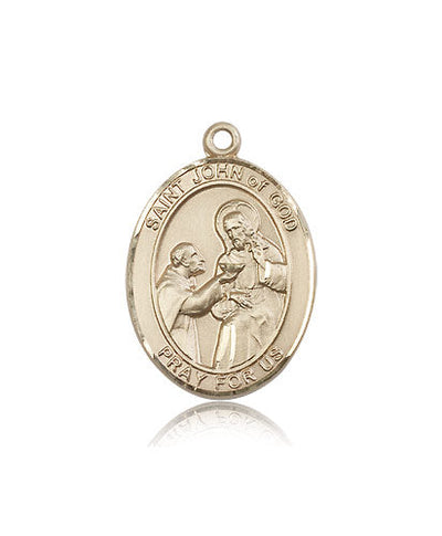 St John of God Medal Necklace, 14kt gold, Bliss Manufacturing