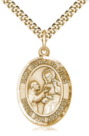 Spanish San Juan de Dios Medal Necklace, gold-filled, Bliss Manufacturing