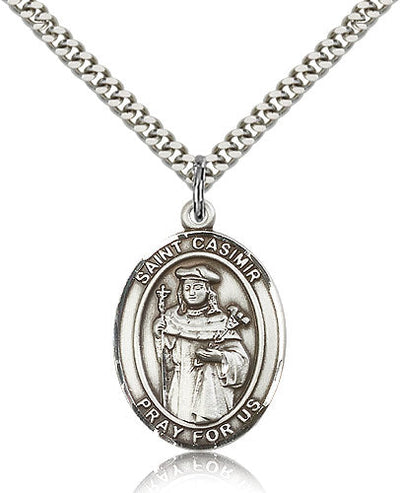St Casimir of Poland Medal Necklace, pewter / sterling silver / gold-filled, Bliss Manufacturing
