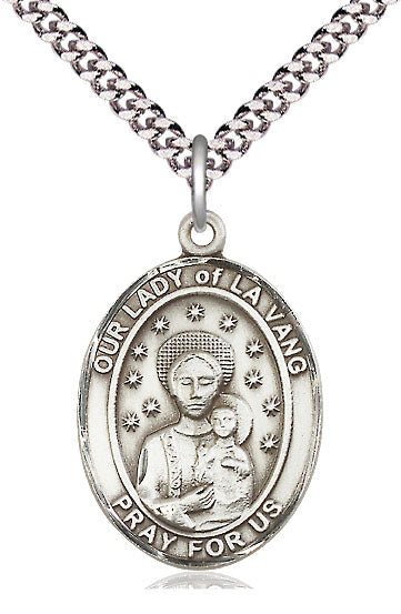 Our Lady of la Vang Catholic Patron Saint Medal, pewter / sterling silver / gold-filled, Bliss Manufacturing