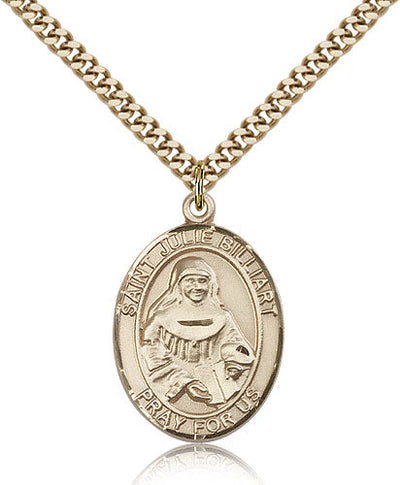 St Julie Billiart Medal Necklace, gold-filled, Bliss Manufacturing