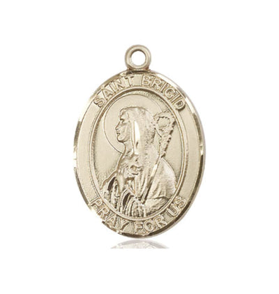 St Brigid of Ireland Catholic Patron Saint Large 14kt Gold Medal, Bliss Manufacturing