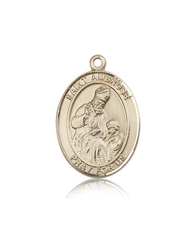 St Ambrose Medal Necklace, 14kt gold, Bliss Manufacturing
