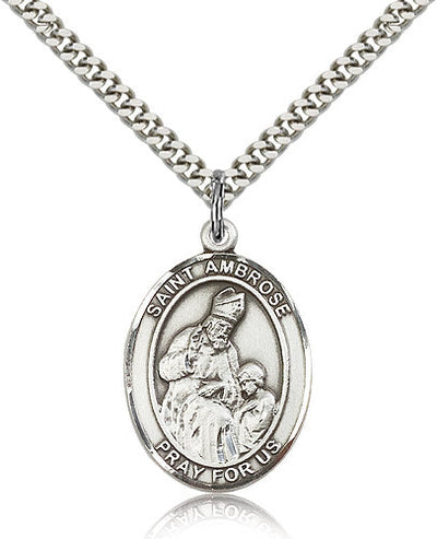 St Ambrose Medal Necklace, pewter / sterling silver / gold-filled, Bliss Manufacturing