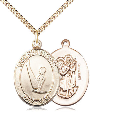 St Christopher Gymnastics Catholic Patron Saint Medal, gold-filled, Bliss Manufacturing