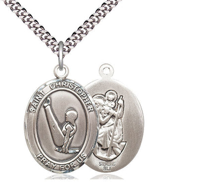 St Christopher Gymnastics Catholic Patron Saint Medal, sterling silver, Bliss Manufacturing