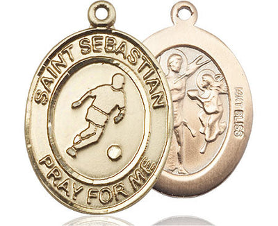 St Sebastian Soccer Catholic Patron Saint Medal, pewter / sterling silver / gold-filled (view 4), Bliss Manufacturing