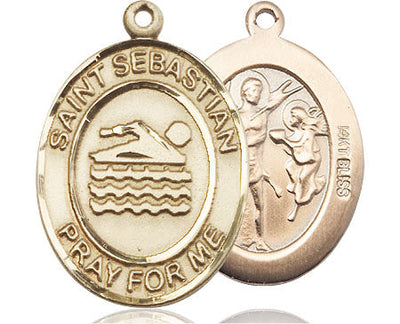 St Sebastian Swimming Catholic Patron Saint Medal, pewter / sterling silver / gold-filled (view 4), Bliss Manufacturing