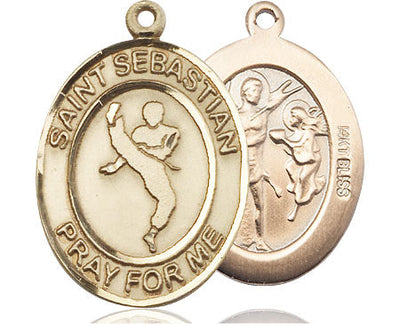 St Sebastian Martial Arts Catholic Patron Saint Medal, pewter / sterling silver / gold-filled (view 4), Bliss Manufacturing