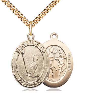 St Sebastian Gymnastics Patron Saint Medal, pewter / sterling silver / gold-filled (view 3), Bliss Manufacturing