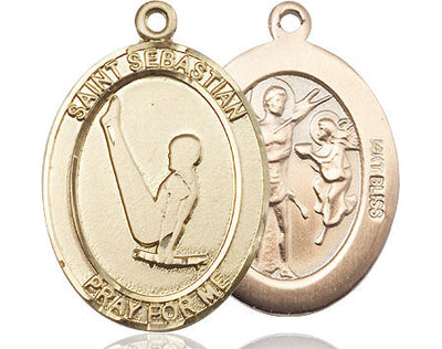 St Sebastian Gymnastics Patron Saint Medal, pewter / sterling silver / gold-filled (view 4), Bliss Manufacturing