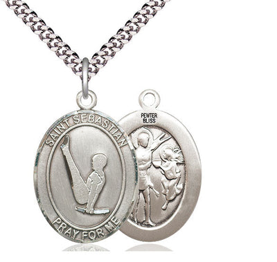 St Sebastian Gymnastics Patron Saint Medal, pewter / sterling silver / gold-filled, Bliss Manufacturing