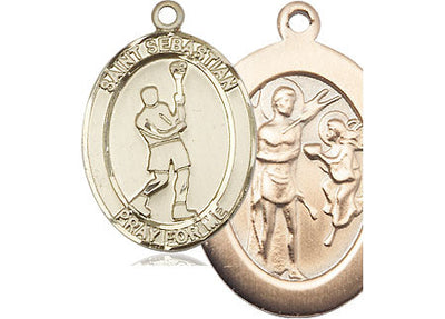 St Sebastian Lacrosse Patron Saint Medal, pewter / sterling silver / gold-filled (view 4), Bliss Manufacturing
