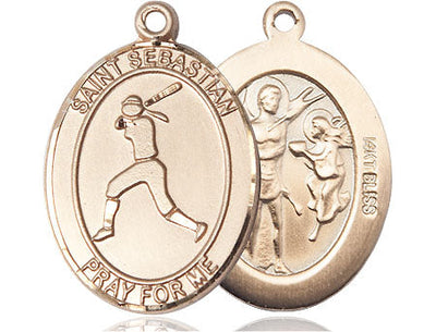 St. Sebastian Softball Catholic Patron Saint Medal, pewter / sterling silver / gold-filled (view 4), Bliss Manufacturing