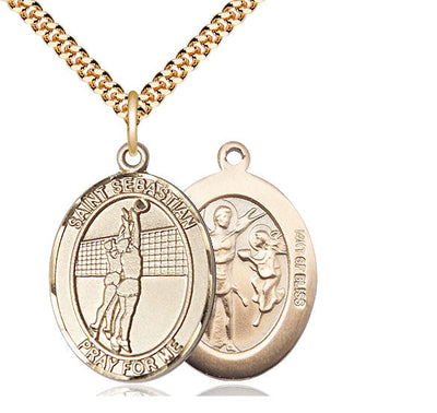 St Sebastian Volleyball Player Catholic Patron Saint Medal, pewter / sterling silver / gold-filled (view 3), Bliss Manufacturing