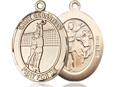 St Sebastian Volleyball Player Catholic Patron Saint Medal, pewter / sterling silver / gold-filled (view 4), Bliss Manufacturing