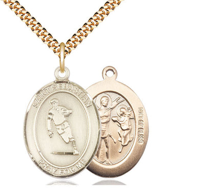 St Sebastian Rugby Catholic Patron Saint Medal, pewter / sterling silver / gold-filled (view 3), Bliss Manufacturing
