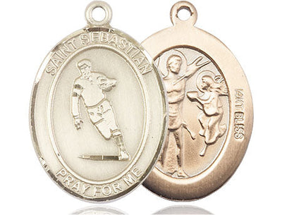 St Sebastian Rugby Catholic Patron Saint Medal, pewter / sterling silver / gold-filled (view 4), Bliss Manufacturing