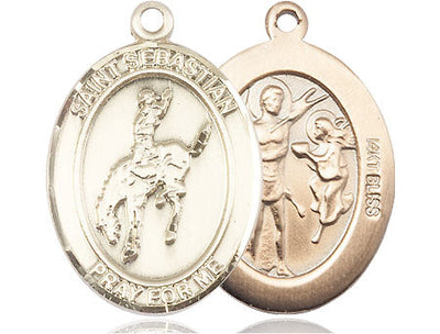 St Sebastian Rodeo Catholic Patron Saint Medal, pewter / sterling silver / gold-filled (view 4), Bliss Manufacturing