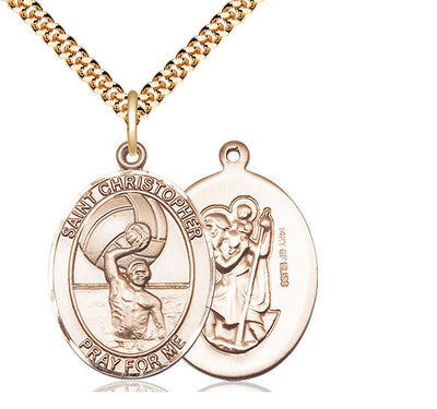 St Christopher Water Polo-Men Catholic Patron Saint Medal, pewter / sterling silver / gold-filled (view 3), Bliss Manufacturing