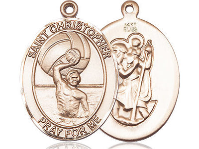 St Christopher Water Polo-Men Catholic Patron Saint Medal, pewter / sterling silver / gold-filled (view 4), Bliss Manufacturing