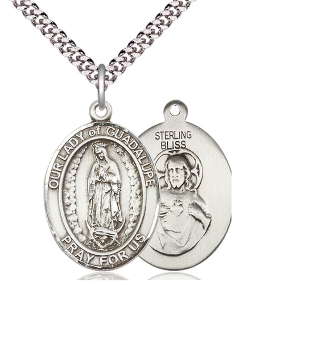 Bliss Our Lady of Guadalupe Catholic Patron Saint Sterling Silver Large Medal,