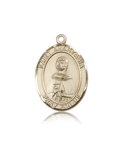 St Anastasia Medal Necklace, 14kt gold, Bliss Manufacturing