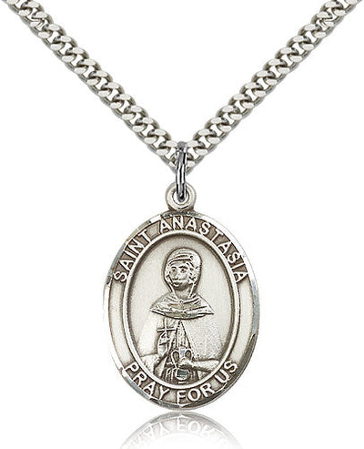 St Anastasia Medal Necklace, pewter / sterling silver / gold-filled, Bliss Manufacturing