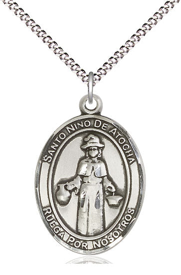 Spanish Santo Nino de Atocha Medal Necklace, pewter / sterling silver / gold-filled (view 2), Bliss Manufacturing