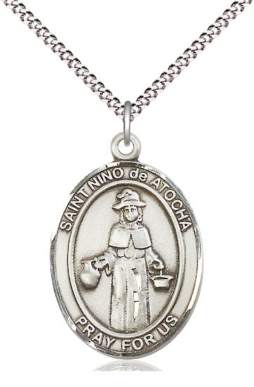 St Nino de Atocha Catholic Saint Medal, pewter / sterling silver / gold-filled (view 4), Bliss Manufacturing