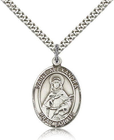 St Alexandra Medal Necklace, pewter / sterling silver / gold-filled, Bliss Manufacturing
