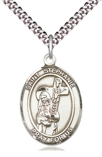 St Stephanie Catholic Saint Medal, pewter / sterling silver / gold-filled, Bliss Manufacturing