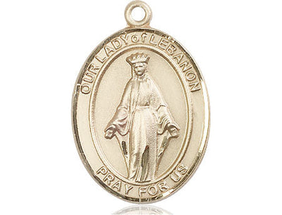 Our Lady of Lebanon Catholic Patron Saint Medal, 14kt gold, Bliss Manufacturing