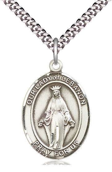 Our Lady of Lebanon Catholic Patron Saint Medal, pewter / sterling silver / gold-filled, Bliss Manufacturing