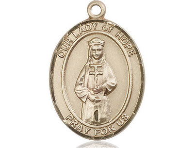 Our Lady of Hope Catholic Patron Saint Medal, 14kt gold, Bliss Manufacturing