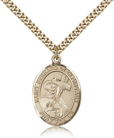 St Bernard of Clairvaux Medal Necklace, gold-filled, Bliss Manufacturing