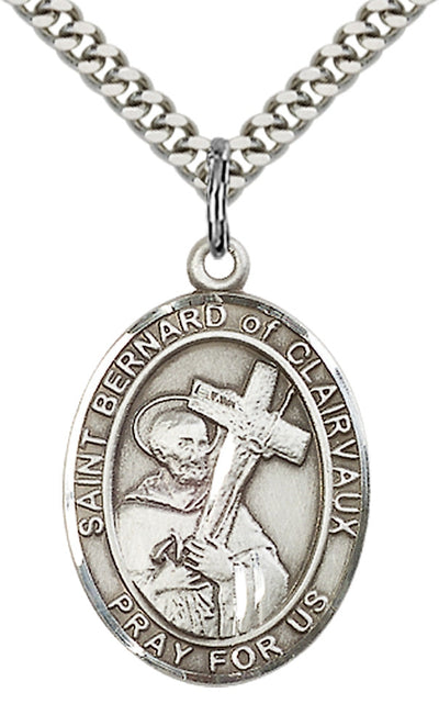 St Bernard of Clairvaux Medal Necklace, pewter / sterling silver / gold-filled, Bliss Manufacturing