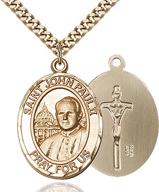 St John Paul II Medal Necklace, pewter / sterling silver / gold-filled (view 2), Bliss Manufacturing