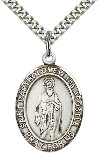 St Bartholomew the Apostle Medal Necklace, pewter / sterling silver / gold-filled, Bliss Manufacturing