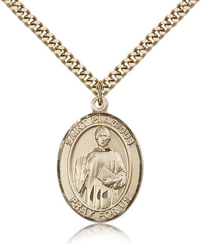 St Placidus Catholic Saint Medal, gold-filled, Bliss Manufacturing