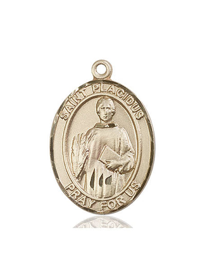 St Placidus Catholic Saint Medal, 14kt gold, Bliss Manufacturing