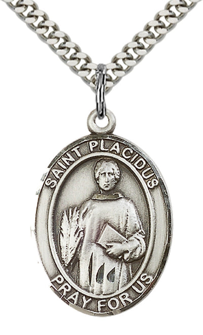 St Placidus Catholic Saint Medal, pewter / sterling silver / gold-filled, Bliss Manufacturing