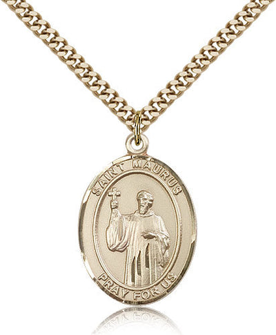 St Maurus Medal Necklace, gold-filled, Bliss Manufacturing