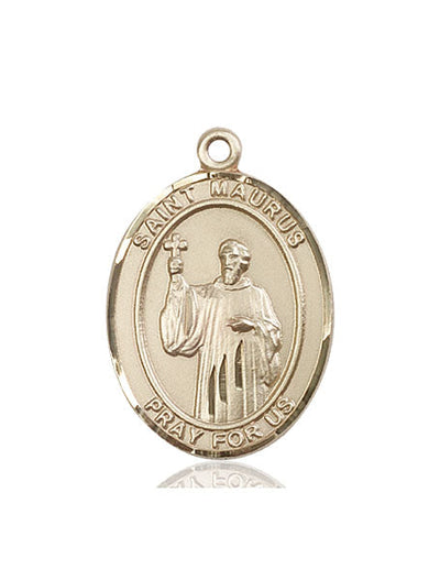 St Maurus Medal Necklace, 14kt gold, Bliss Manufacturing
