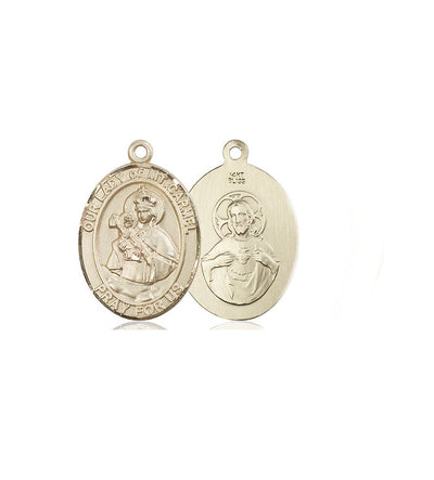 Our Lady of Mount Carmel Catholic Patron Saint Medal, pewter / sterling silver / gold-filled (view 3), Bliss Manufacturing