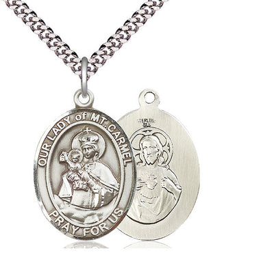 Our Lady of Mount Carmel Catholic Patron Saint Medal, pewter / sterling silver / gold-filled, Bliss Manufacturing