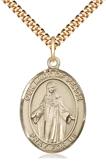 Our Lady of Peace Catholic Patron Saint Medal, gold-filled, Bliss Manufacturing