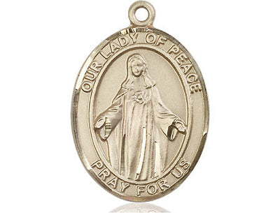 Our Lady of Peace Catholic Patron Saint Medal, 14kt gold, Bliss Manufacturing