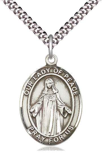 Our Lady of Peace Catholic Patron Saint Medal, pewter / sterling silver / gold-filled, Bliss Manufacturing
