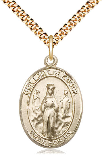 Our Lady of Knock Catholic Patron Saint Medal, gold-filled, Bliss Manufacturing